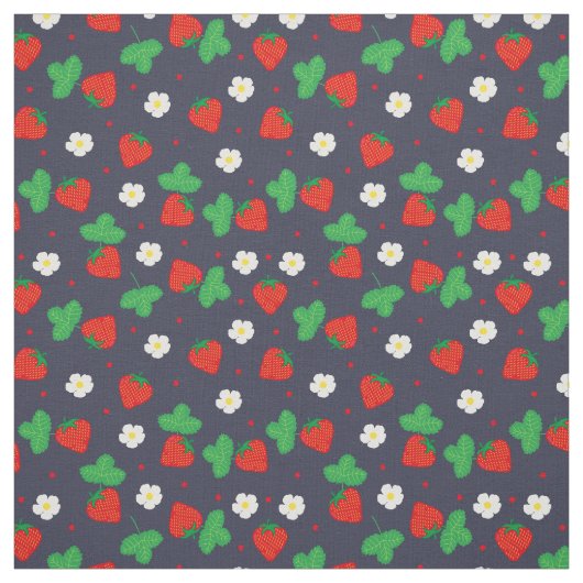 Summer Strawberry Pattern auf Navy Blue Stoff (Muster)