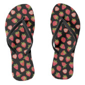 Summer Strawberry Pattern auf schwarz Badesandalen (Fußbett)