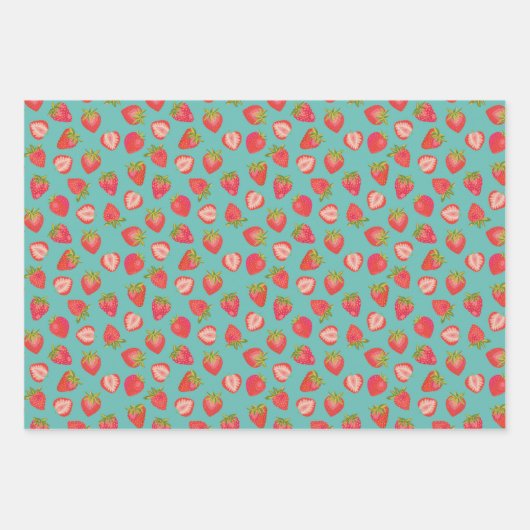 Summer Strawberry Pattern Geschenkpapier Set (Vorderseite)