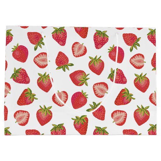 Summer Strawberry Pattern Große Geschenktüte (Rückseite)