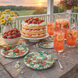 Summer Strawberry Red Fruit Paper Plate Pappteller