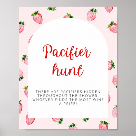 Summer Strawberry Schnuller Hunt Baby Duschzeichen Poster (Vorne)