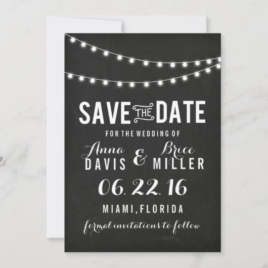 Summer String Light Save the Date (Vorderseite)