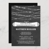 Summer String Lights Chalkboard Graduation Party Einladung (Vorne/Hinten)