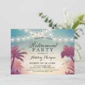 Summer String Lights Outdoor Retirement Party Einladung (Stehend Vorderseite)