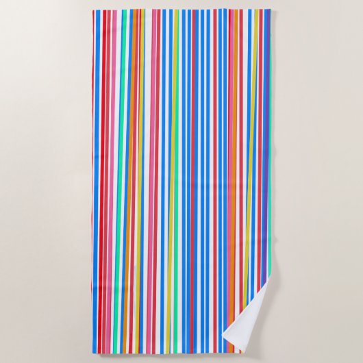 Summer Stripes Blue Red Yellow Strandtuch (Vorderseite)