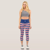 Summer Stripes Mit Monogramm Ocean Capri Leggings (Vorderseite)