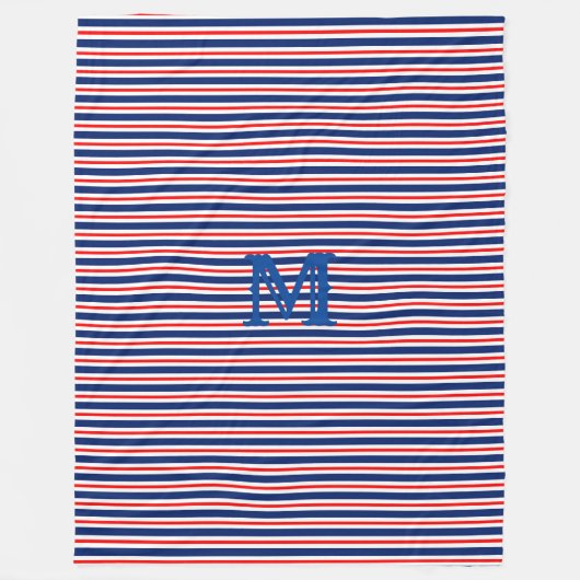Summer Stripes Mit Monogramm Ocean Fleecedecke (Vorderseite)