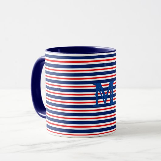 Summer Stripes Mit Monogramm Ocean Tasse (Vorderseite Links)