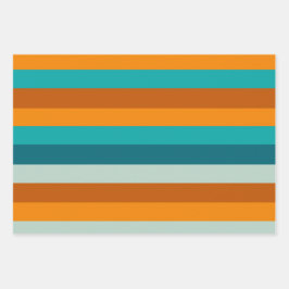 Summer Stripes Muster Aquamarines Aqua Orange Geschenkpapier Set
