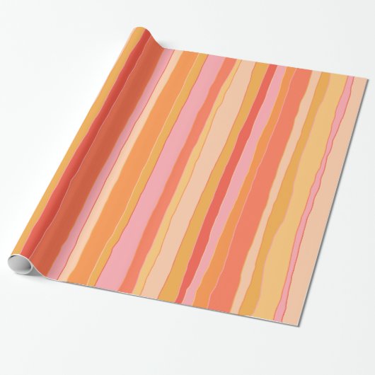 Summer Stripes Muster Korallenriff Orange Pink Gel Geschenkpapier (Ungerollt)