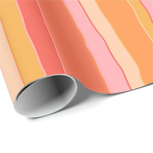 Summer Stripes Muster Korallenriff Orange Pink Gel Geschenkpapier (Rolleneckpunkt)