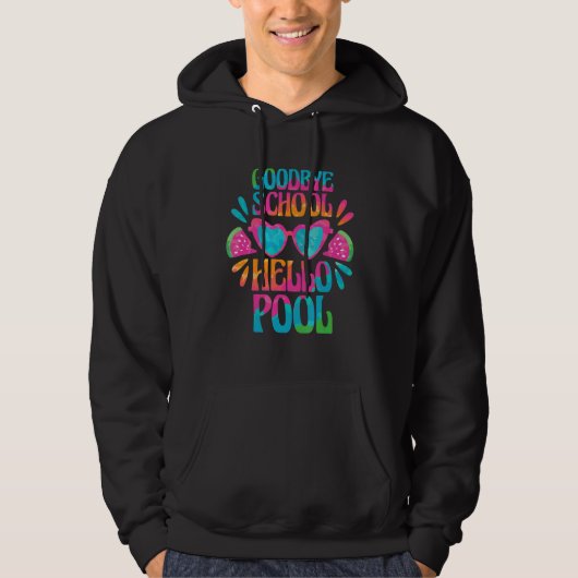 Summer Student Lehrer Bye Bye School Hallo Pool Hoodie (Vorderseite)