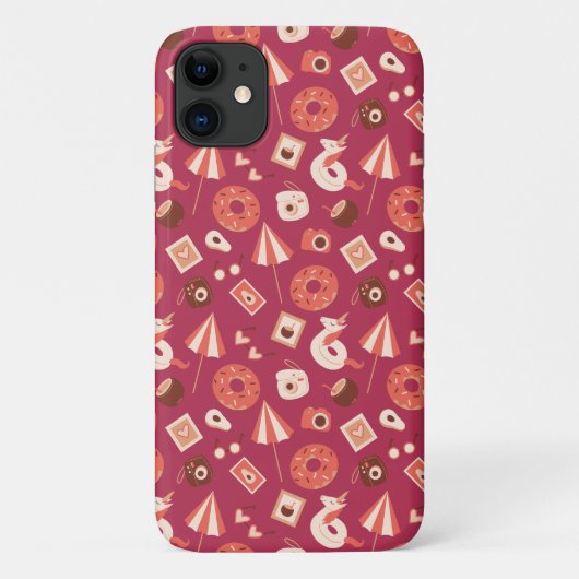 Summer Stuff Maroon Hintergrund Case-Mate iPhone Hülle (Rückseite)