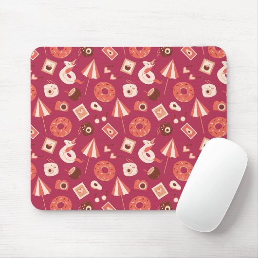 Summer Stuff Maroon Hintergrund Mousepad (Mit Mouse)