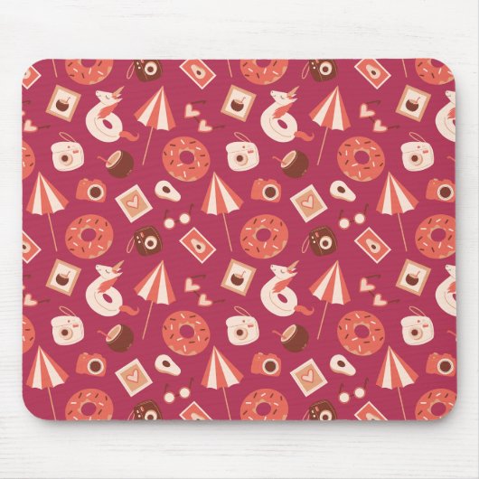 Summer Stuff Maroon Hintergrund Mousepad (Vorne)