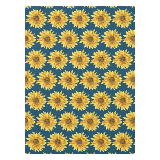 Summer Style Navy Blue mit Sonnenblumendruck Tischdecke (Vorderseite)