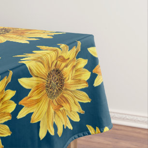 Summer Style Navy Blue mit Sonnenblumendruck Tischdecke