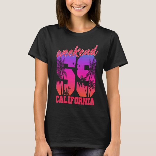 Summer Sun Beach California USA Retro T-Shirt (Vorderseite)