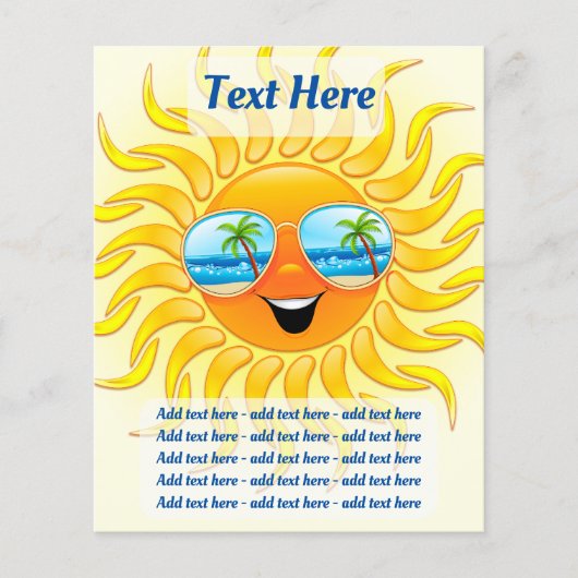 Summer Sun Cartoon mit Sonnenbrille Flyer (Vorne)