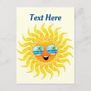 Summer Sun Cartoon mit Sonnenbrille Postkarte