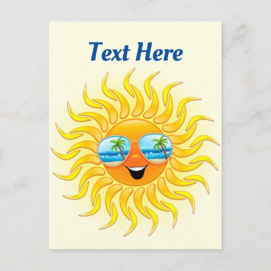 Summer Sun Cartoon mit Sonnenbrille Postkarte (Vorderseite)