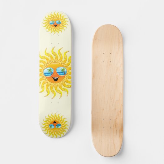 Summer Sun Cartoon mit Sonnenbrille Skateboard (Vorderseite)
