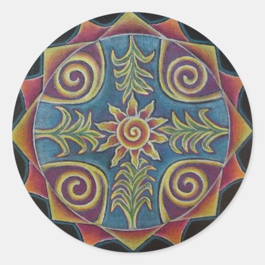 Summer Sun Mandala Runder Aufkleber (Vorderseite)