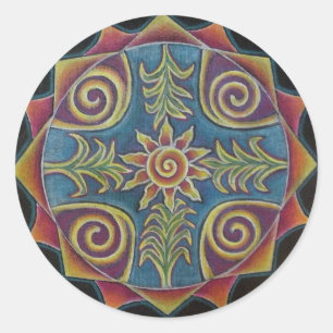 Summer Sun Mandala Runder Aufkleber