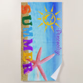Summer Sun Starfish Beach Szene Strandtuch (Vorderseite)