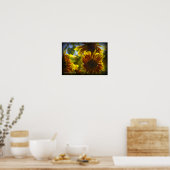 Summer Sunflower Black Vinette Poster (Küche)
