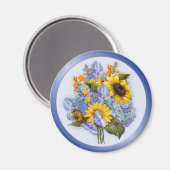 Summer Sunflower Bouquet Magnet (Vorderseite/Rückseite)