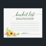 Summer Sunflower Bucket Postkarte<br><div class="desc">These summer sunflower bucket list cards are the perfect activity for a spring or summer wedding reception or bridal shower. The Design feature floral greenery with bright yellow sunflowers and pink gerbera flowers.</div>