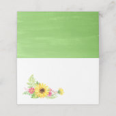 Summer Sunflower Buffet Food Label Cards Platzkarte (Außenseite Aufgefaltet)