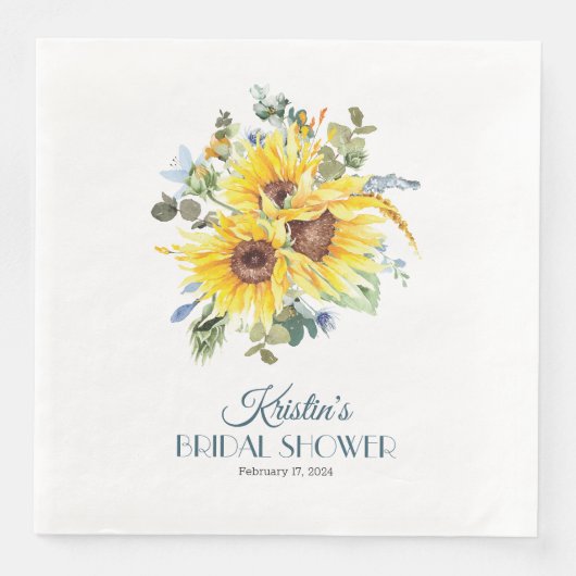 Summer Sunflower Dinner Sized Party Napkin Serviette (Vorderseite)