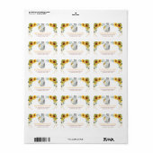 Summer Sunflower Elephant Baby Greenery Geburtstag Adressaufkleber (Vorne)