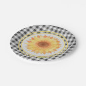 Summer Sunflower Gingham Picnic Pappteller (Schrägansicht)