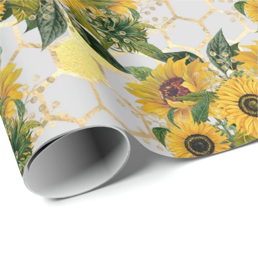 Summer Sunflower Gold Honeycomb Geschenk Geschenkpapier (Rolleneckpunkt)