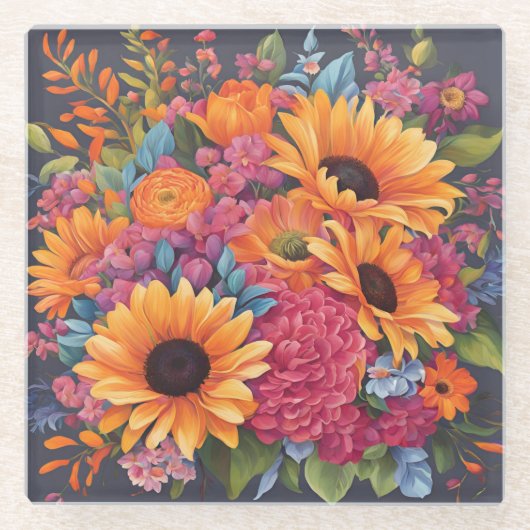 Summer Sunflower magic Glasuntersetzer (Vorderseite)