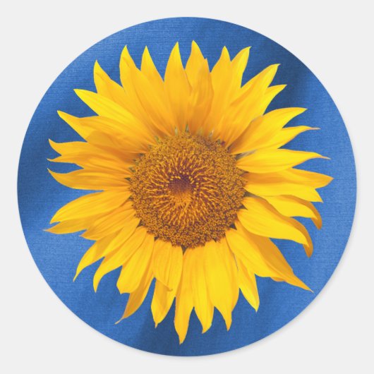 Summer Sunflower Royal Blue Gastgeschenk Hochzeit Runder Aufkleber (Vorderseite)