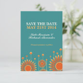 Summer Sunflower Save the Date Card (Stehend Vorderseite)