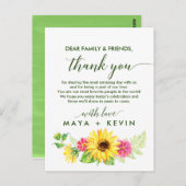 Summer Sunflower Vielen Dank Empfang Card Postkarte (Vorne/Hinten)