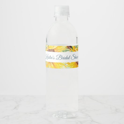 Summer Sunflower Water Flasche Label Wasserflaschenetikett (Vorderseite)