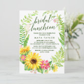 Summer Sunflower Wreath Bridal Luncheon Einladung (Stehend Vorderseite)