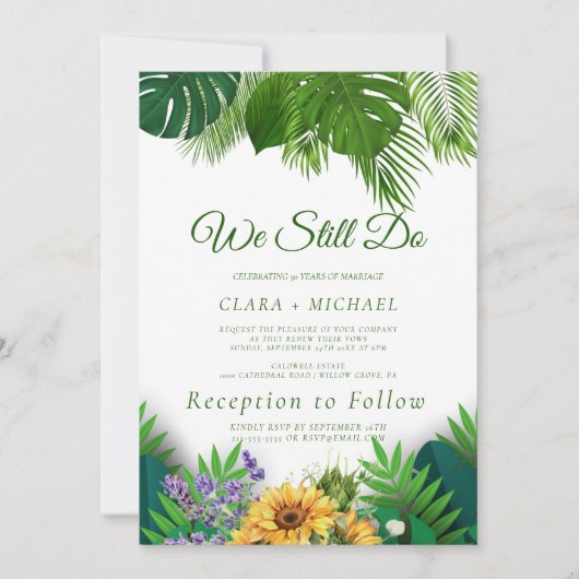 Summer Sunflower Wreath Vow Renewal Einladung (Vorderseite)