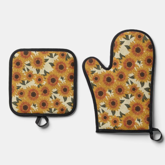 Summer Sunflowers Oven Mitt & Pot Holder Set (Vorderseite)
