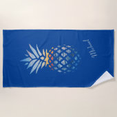 Summer Sunset Beach Ananas Custom Strandtuch (Vorderseite)