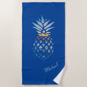 Summer Sunset Beach Ananas Custom Strandtuch (Vorderseite)