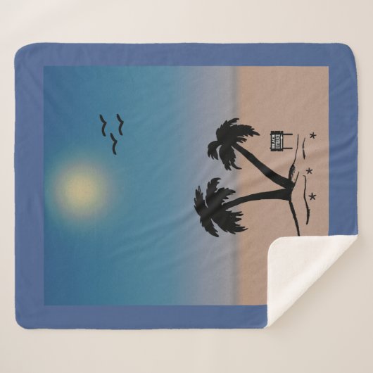 Summer Sunset Beach Sign Fleece Blanket Sherpadecke (Vorderseite (Horizontal))