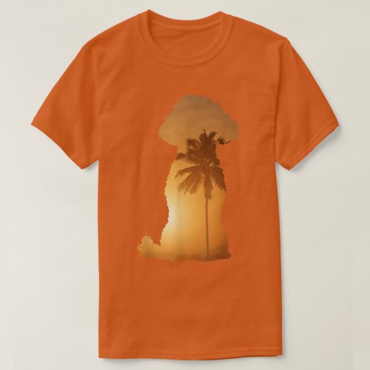 Summer Sunset BeachDog Silhouette Poodle T-Shirt (Design vorne)